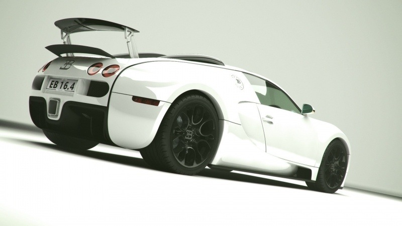 Fond d'écran HD voiture Bugatti Veyron blanche vue arrière wallpaper télécharger gratuit