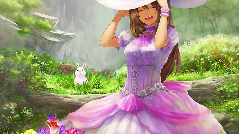 fond d'écran HD manga fille robe de princesse télécharger wallpaper bureau desktop gratuit pour PC Android MAC OS tablette