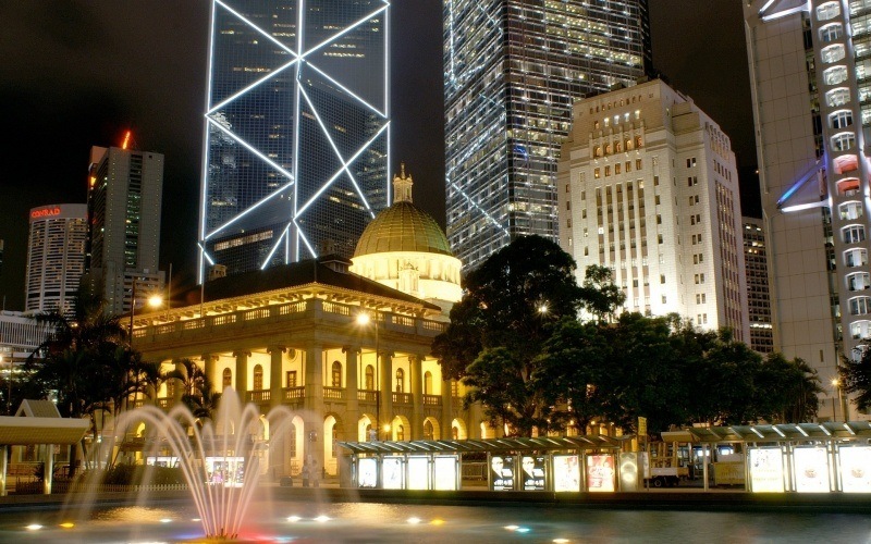 Fond d'écran Hong Kong banque de Chine building tour la nuit image photo télécharger gratuit