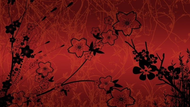 Fond d'écran HD abstrait fleur noir et rouge télécharger gratuit