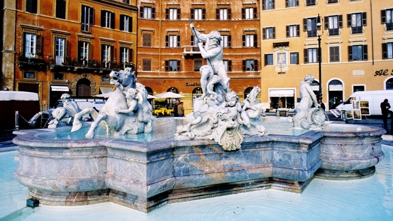 Fontaines de Neptune Piazza Navona Rome Italie wallpaper HD fond d'écran gratuit télécharger