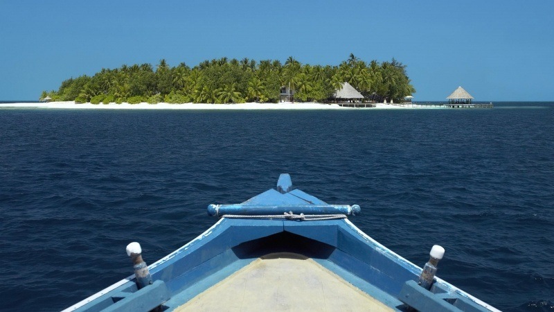 Fond d'écran HD paysage île paradisiaque vue depuis bateau wallpaper gratuit pour tablette smartphone ordinateur