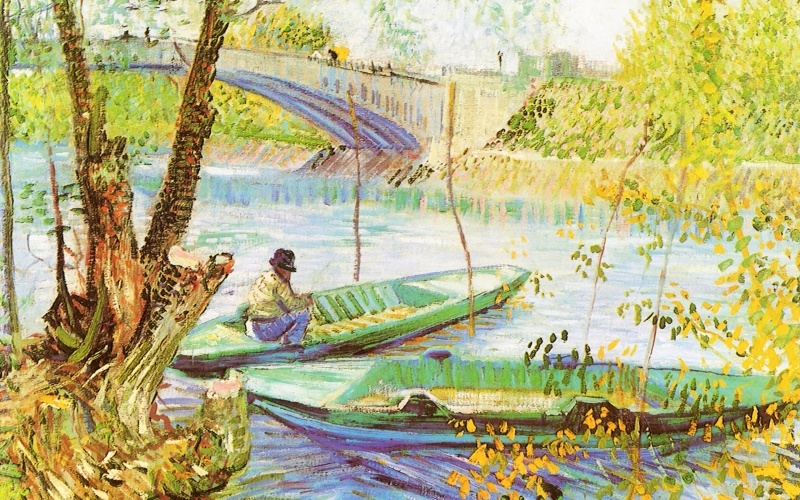 fond écran Vincent Van Gogh pêche au printemps wallpaper HD art artwork painting