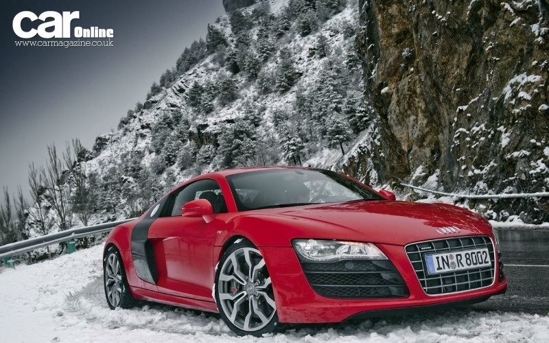 fond Audi R8 sur route de montagne l'hiver image écran photo wallpaper HD  télécharger gratuit