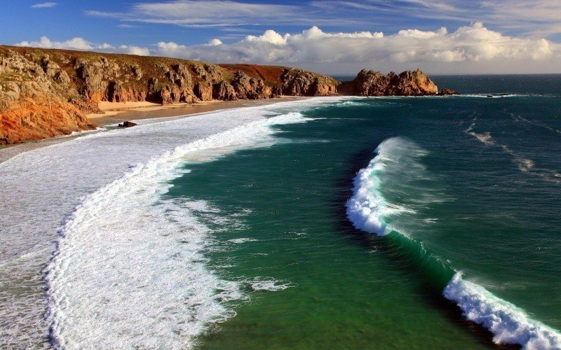 fond écran HD paysage nature mer émeraude sur rivage vagues wallpaper photo image