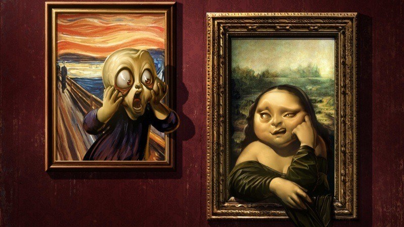 fond écran hd humour funny le cris et la Joconde Mona Lisa art wallpaper artwork