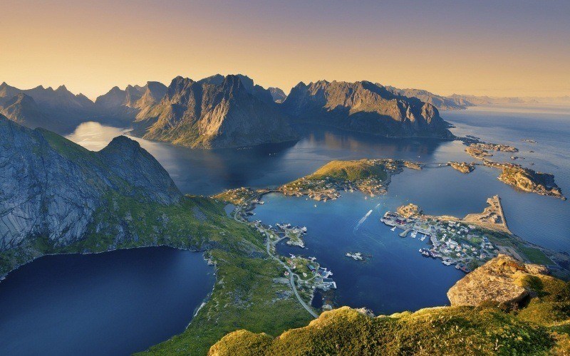 fond d'écran hd pays îles Lofoten Norvège Norway image picture photo vue du ciel wallpaper desktop