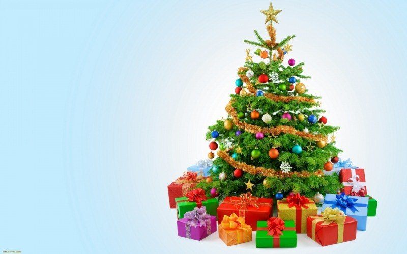 fond écran hd fête Noël Christmas arbre sapin avec cadeau de toute couleur tree with colored gifts wallpaper image picture desktop bureau