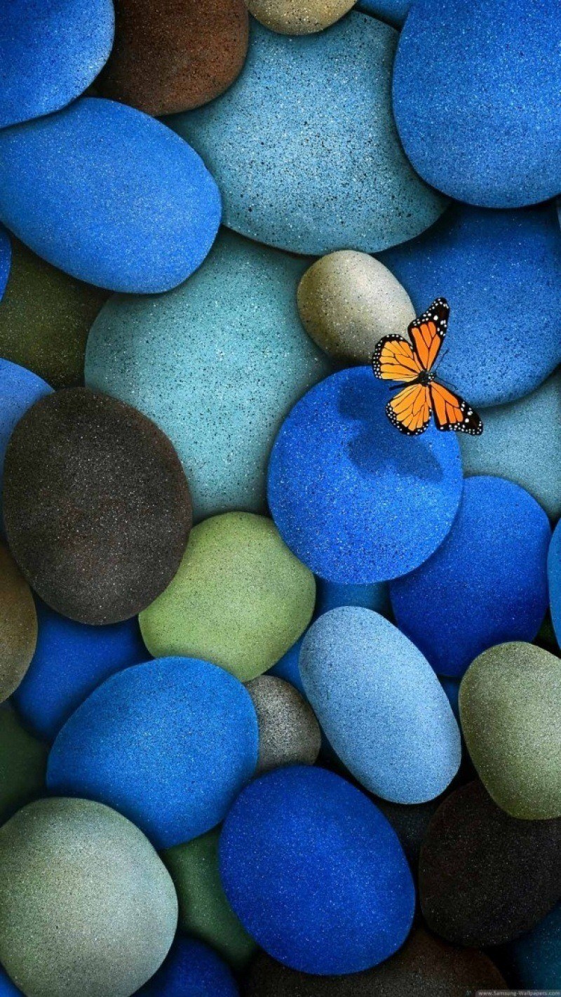 smartphone samsung wallpaper background hd fond d'écran butterfly multicolore stones
