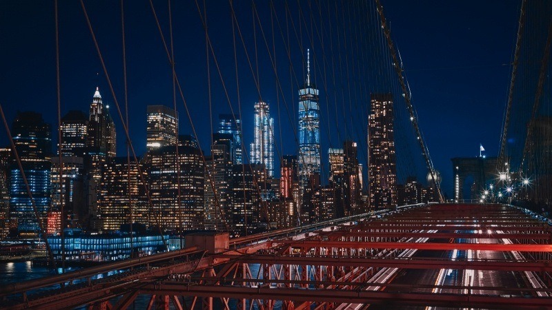 fond d'écran sur le pont de Brooklyn New York USA la nuit wallpaper image desktop PC
