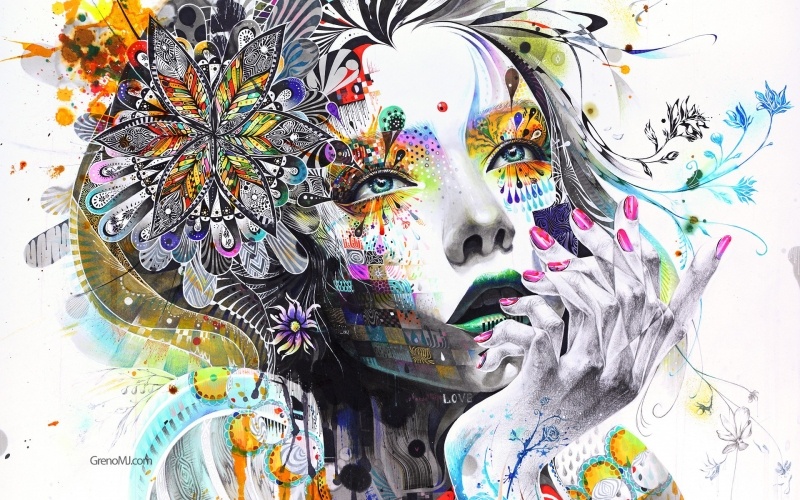 fond écran hd artwork Minjae Lee digital art visage femme wallpaper colorful coloré