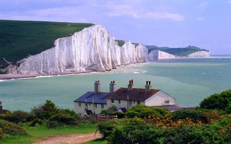 fond écran Grande Bretagne falaise côte calcaire et mer émeraude photo picture image