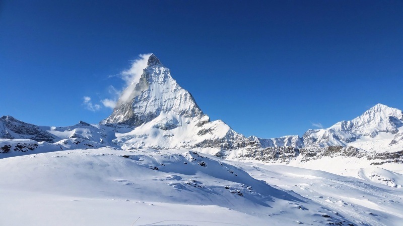fond écran image HD montagne Matterhorn Suisse neige ciel bleu vent