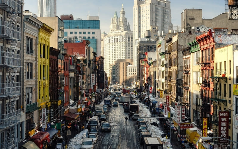 fond écran New York city Chinatown hiver winter wallpaper HD télécharger gratuit