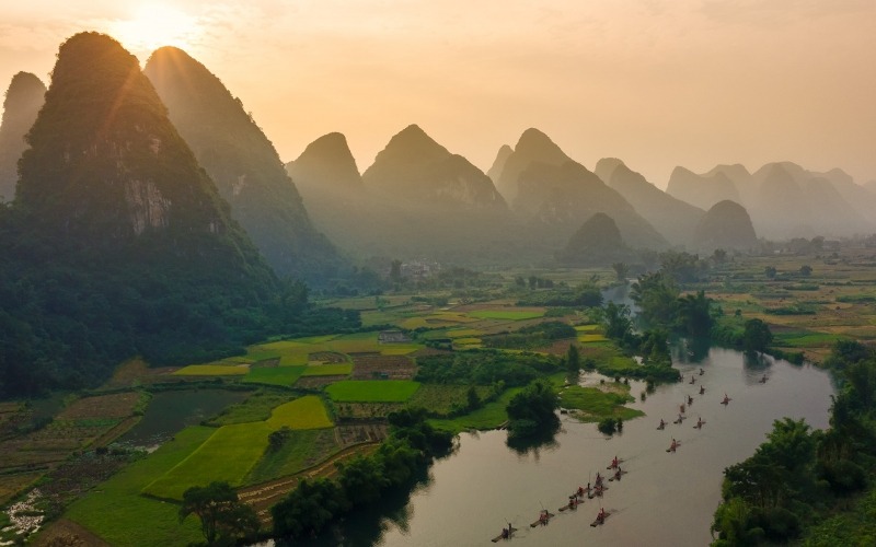 wallpaper Yangshuo Chine rivière du Dragon fond d'écran photo image
