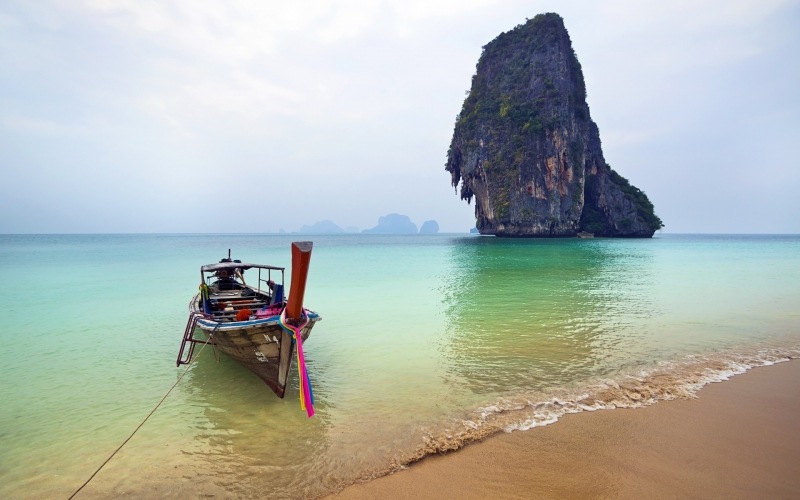 fond d'écran paysage nature bateau plage Phra Nang Beach Thaïlande télécharger image photo gratuite