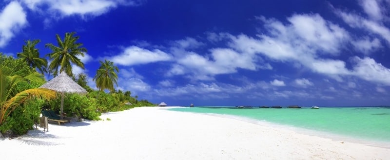 Fond écran HD photo panoramique plage sable blanc mer turquoise île Seychelles image picture wallpaper