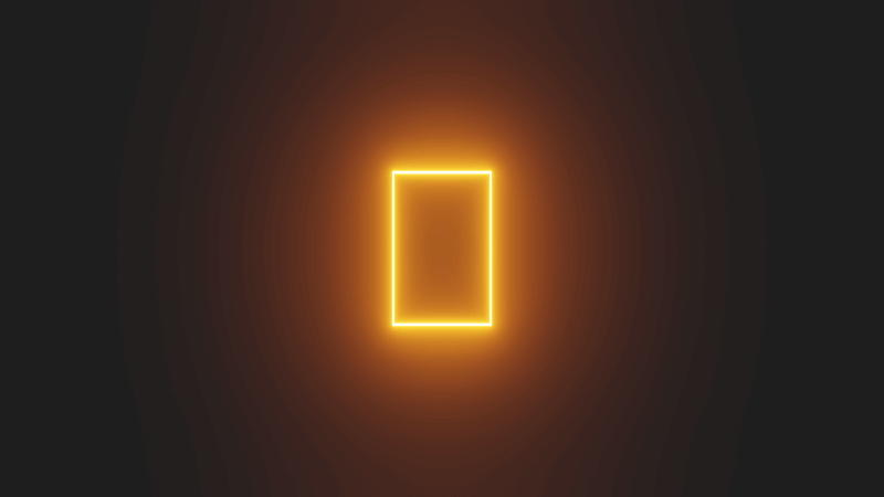Fond écran HD art dessin rectangle lumineux orange sur fond noir glowing