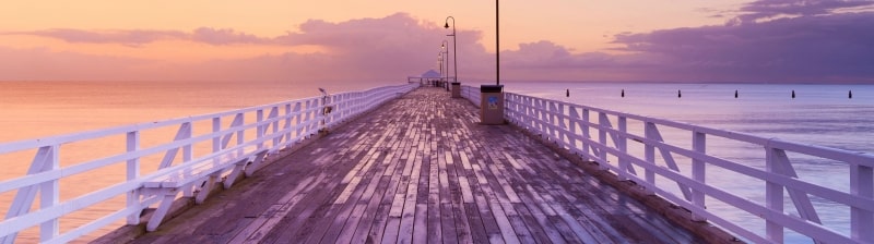Fond écran HD panoramique ponton jetée blanc bois promenade lever du jour télécharger gratuit