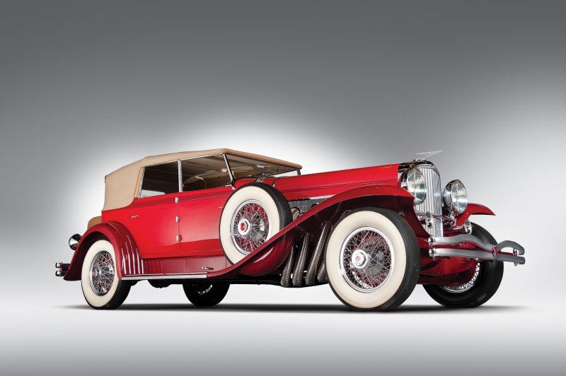 Fond écran HD Voiture Duesenberg modèle J décapotable rouge année 1930 vintage car wallaper