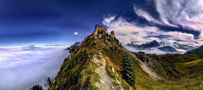 Fond écran HD image montagne panorama sommet montagne Suisse mer de nuage wallpaper photo