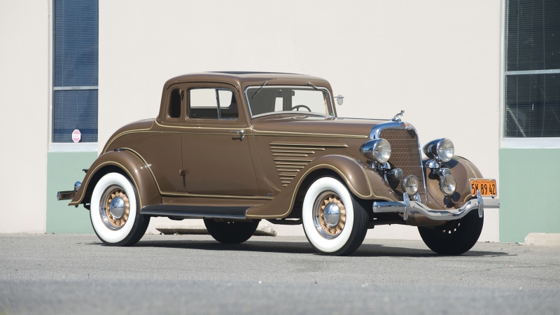 Automobile Dodge coupé de 1934 carrosserie brun voiture ancienne fond écran wallpaper