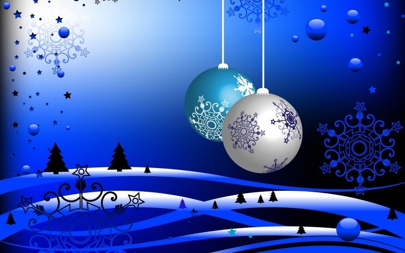 fond HD écran Noël Christmas boule bleu blanche wallpaper desktop PC bureau Windows