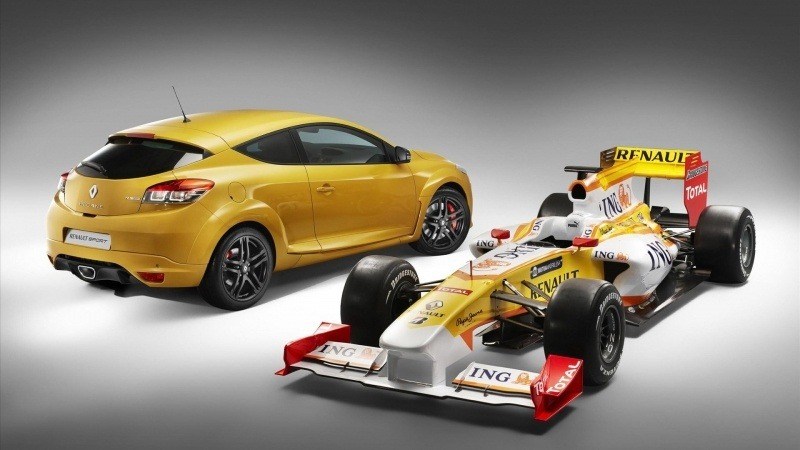 Fond d'écran HD Renault Megane RS Sport jaune et Formule 1