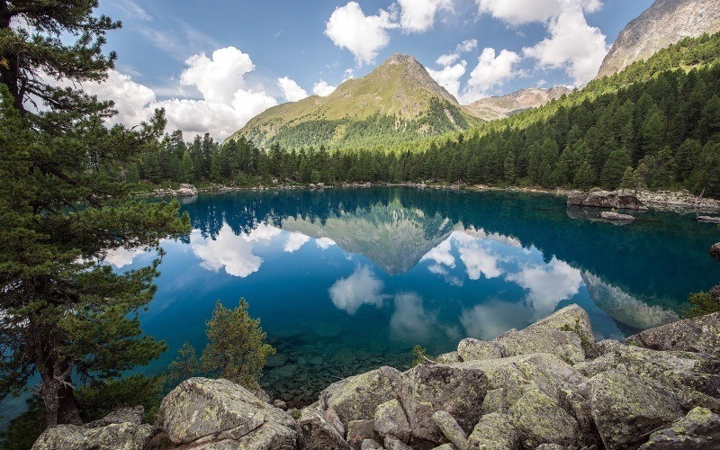 fond écran paysage nature montagne lac reflet eau gratuit wallpaper HD mountain lake photo