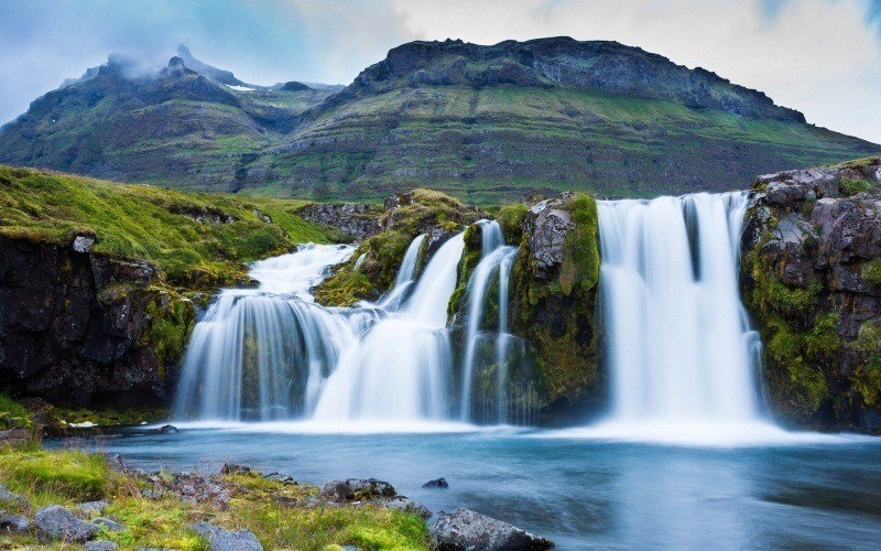 fond écran HD paysage nature chute d'eau cascades montagne wallpaper background photo