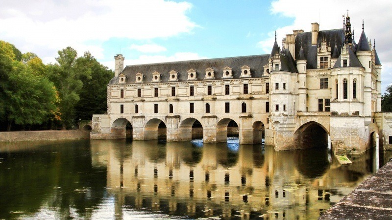 Fond d'écran HD paysage château de Chenonceau castle France Loire wallpaper desktop bureau PC gratuit