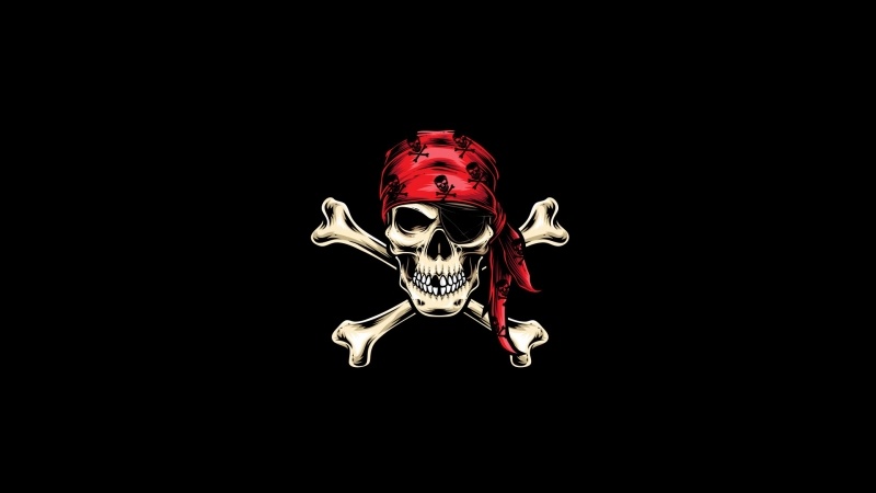 Fond écran HD symbole pirates corsaire crâne et os tibias drapeau fond noir wallpaper