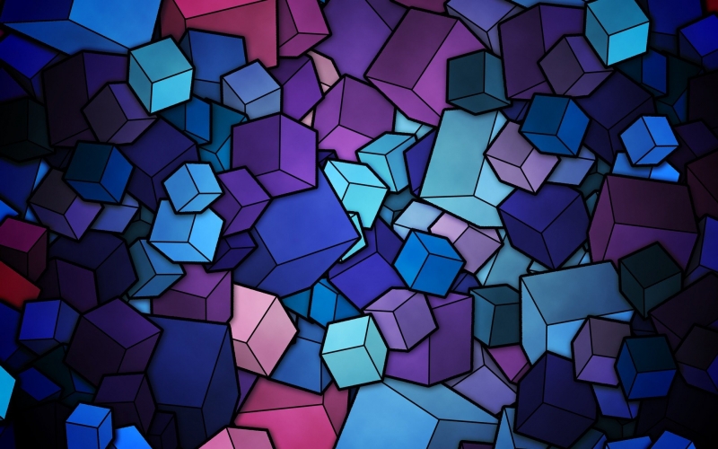 Dessin abstrait cubes multicolores art