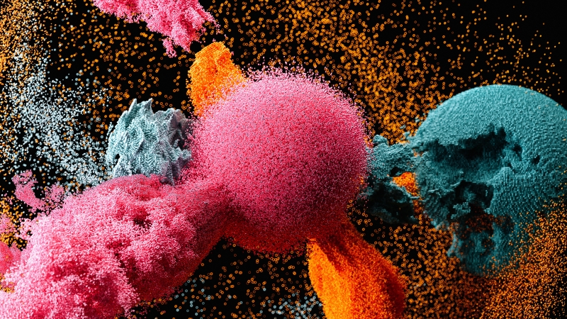 explosion de particules 3D abstrait art image art 3D 8K