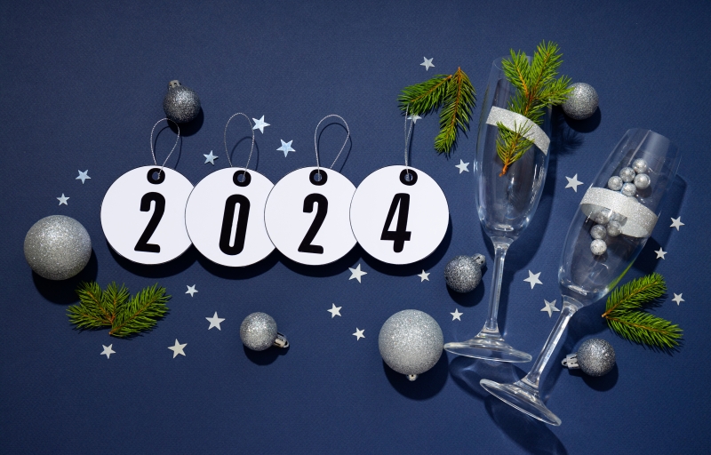 Nouvel an 2024 bleu fête bonne année image picture photo happy new year fond écran wallpaper